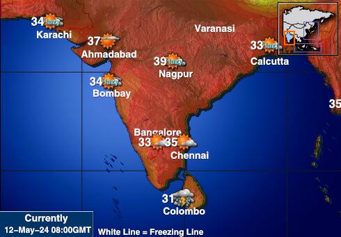 Индия Температурна карта за времето 