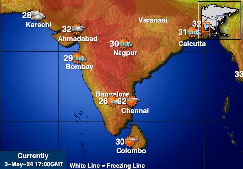 Индия Температурна карта за времето 