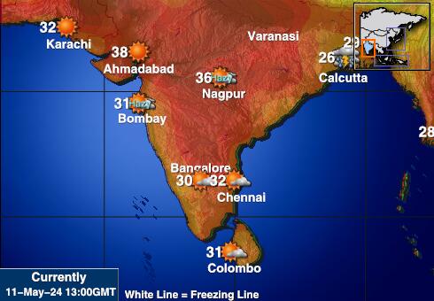Indija Vreme Temperatura Zemljevid 