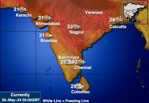 India Mapa temperatura Tempo 