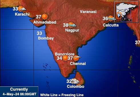 Intia Sää lämpötila kartta 