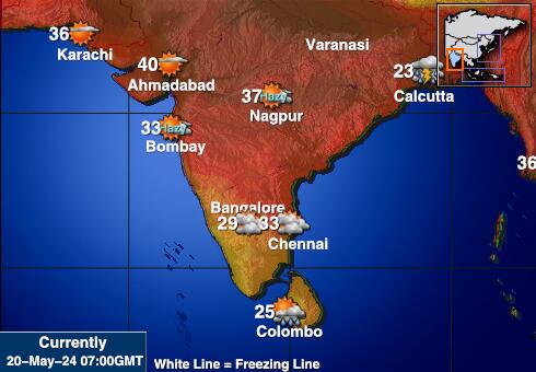 Индија Временска прогноза, Температура, Карта 