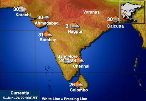 Indien Wetter Temperaturkarte 