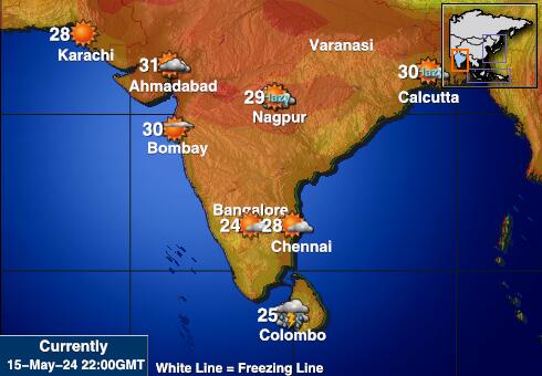 India Mapa teplôt počasia 