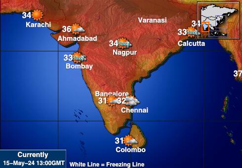 Indie Temperatura Mapa pogody 
