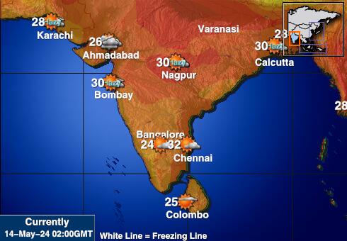 India Mapa de temperatura Tiempo 