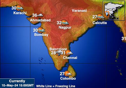 Indie Mapa počasí teplota 