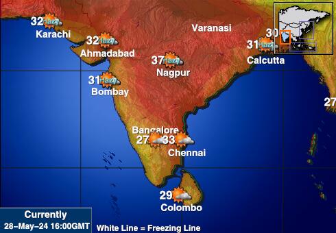 Ấn Độ Bản đồ nhiệt độ thời tiết 