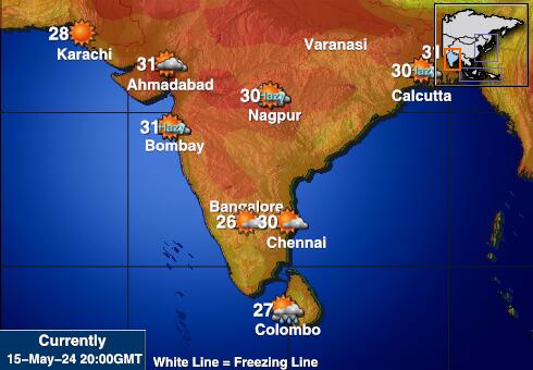 Intia Sää lämpötila kartta 