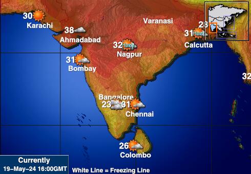 India Időjárás hőmérséklet térképen 