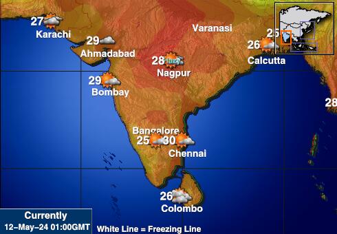 Индия Карта погоды Температура 