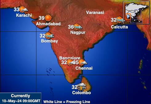 India Időjárás hőmérséklet térképen 