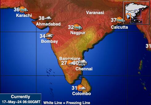 Indie Temperatura Mapa pogody 