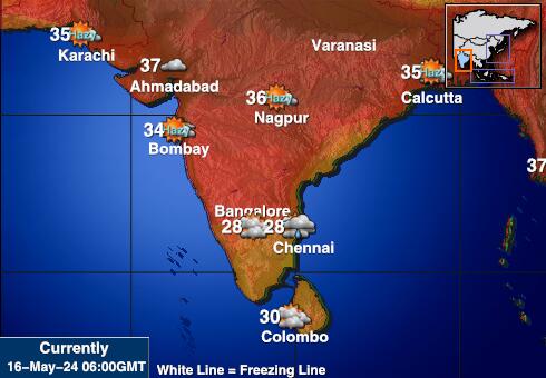 India Harta temperaturii vremii 