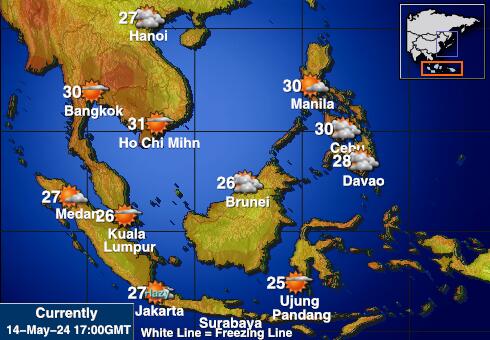 Indonezija Vremenska prognoza, Temperatura, karta 