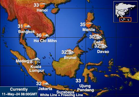 Indonēzija Laika temperatūra karte 