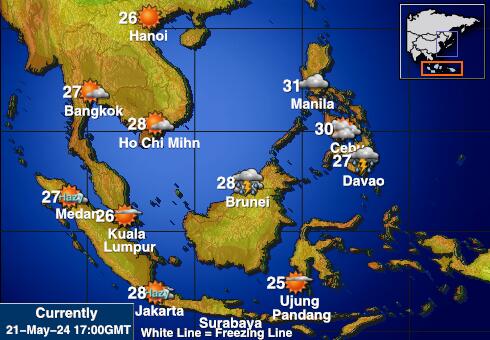 Indonesië Weer temperatuur kaart 