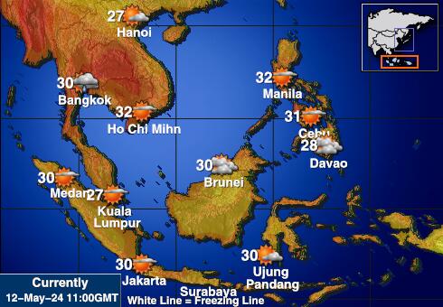 Індонезія Карта температури погоди 