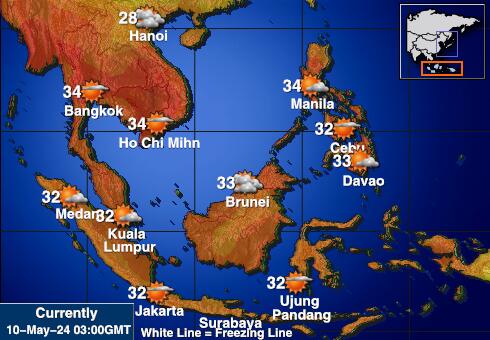 Indonézia Időjárás hőmérséklet térképen 
