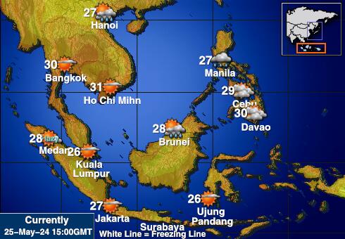 Indonéský Mapa počasí teplota 