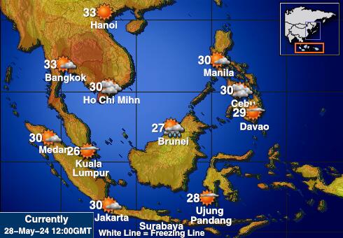 Indonesia Bản đồ nhiệt độ thời tiết 