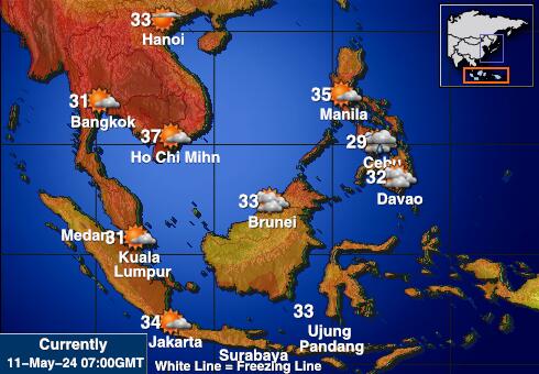 อินโดนีเซีย แผนที่อุณหภูมิสภาพอากาศ 