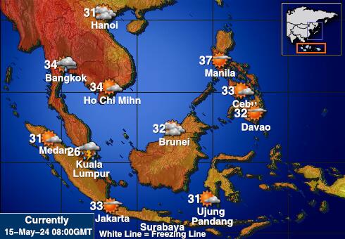 Indonézia Mapa teplôt počasia 