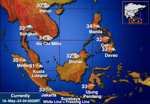 Indonezija Vremenska prognoza, Temperatura, karta 