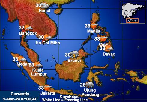 Indonézia Mapa teplôt počasia 
