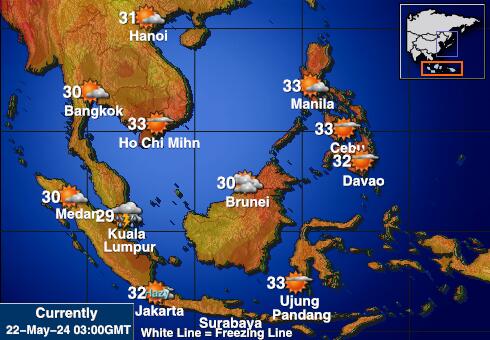 Indonesia Mapa temperatura Tempo 