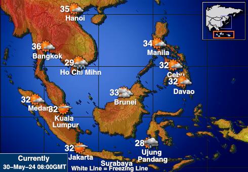 Indonesia Mapa de temperatura Tiempo 