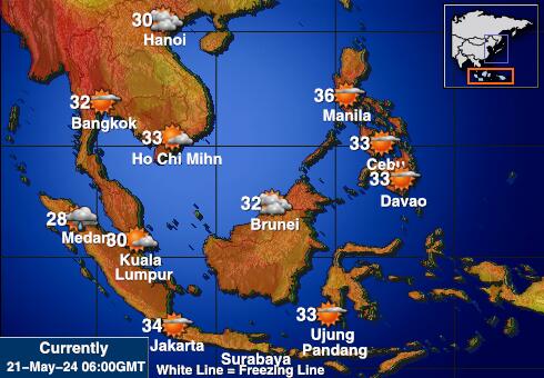 Indonésie Carte des températures de Météo 
