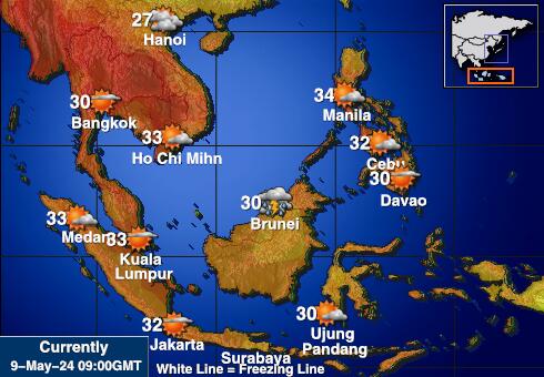 Индонезия Карта погоды Температура 
