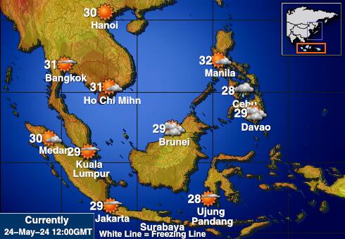 Indonesia Sää lämpötila kartta 