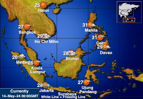 Indonézia Időjárás hőmérséklet térképen 