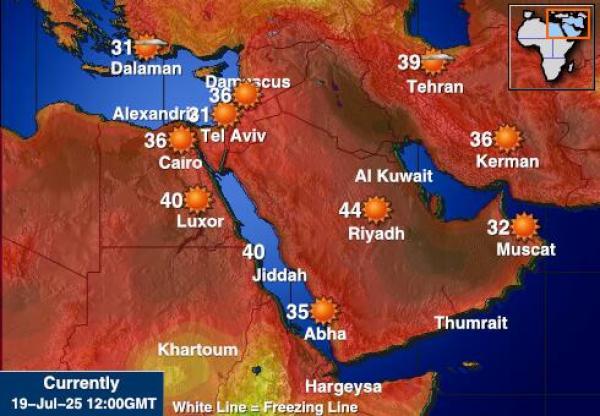 إيران خريطة درجة حرارة الطقس