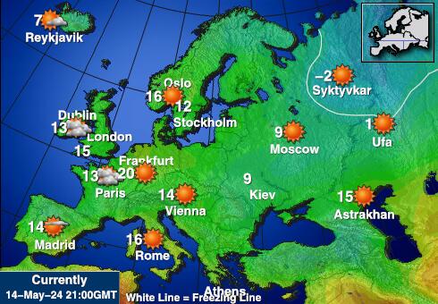 Irsko Mapa počasí teplota 