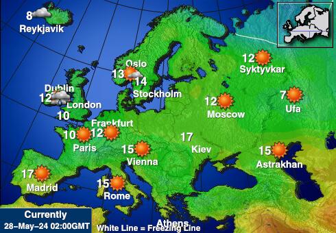 Irlande Carte des températures de Météo 