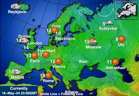Irska Vremenska prognoza, Temperatura, karta 