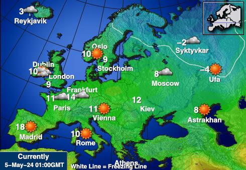 Ирска Временска прогноза, Температура, Карта 