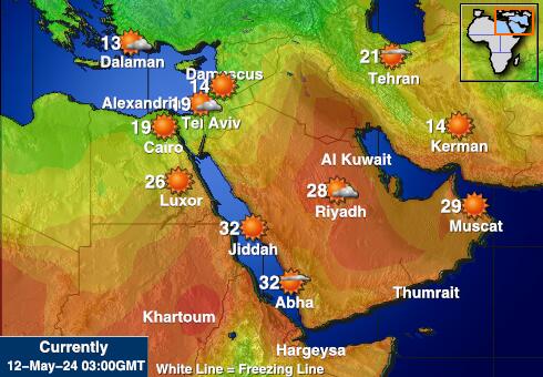 Israel Bản đồ nhiệt độ thời tiết 