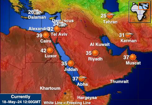 Israel Harta temperaturii vremii 
