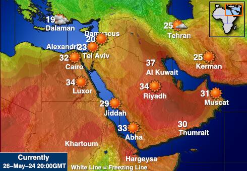 Izrael Időjárás hőmérséklet térképen 