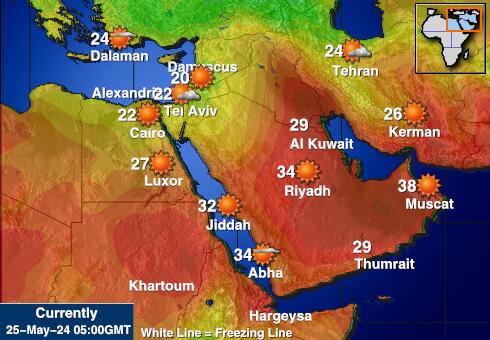 Israel Bản đồ nhiệt độ thời tiết 