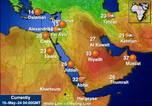 Israel Harta temperaturii vremii 