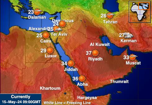Izrael Mapa teplôt počasia 