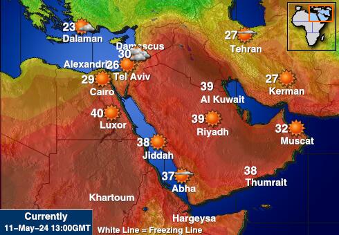 Izrael Időjárás hőmérséklet térképen 