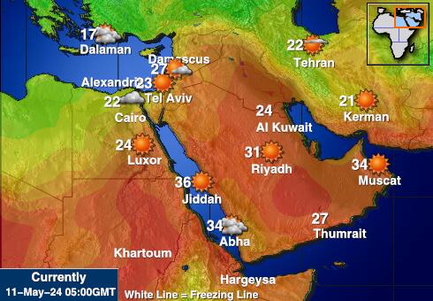 إسرائيل خريطة درجة حرارة الطقس 