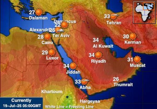 Israel Været temperatur kart