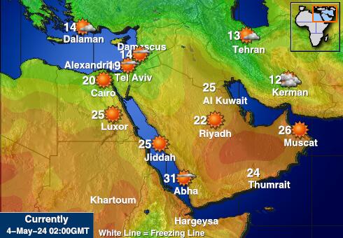 Izrael Vremenska prognoza, Temperatura, karta 